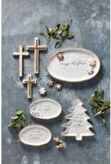 Mud Pie Merry Christmas Gold Beaded Platter