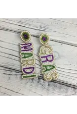 SongLily/Faire Mardi Gras Beaded Word Earrings