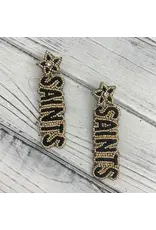 SongLily/Faire Beaded Black & Gold Saints Earrings
