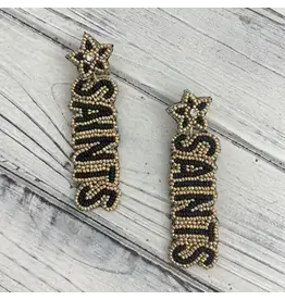 SongLily/Faire Beaded Black & Gold Saints Earrings