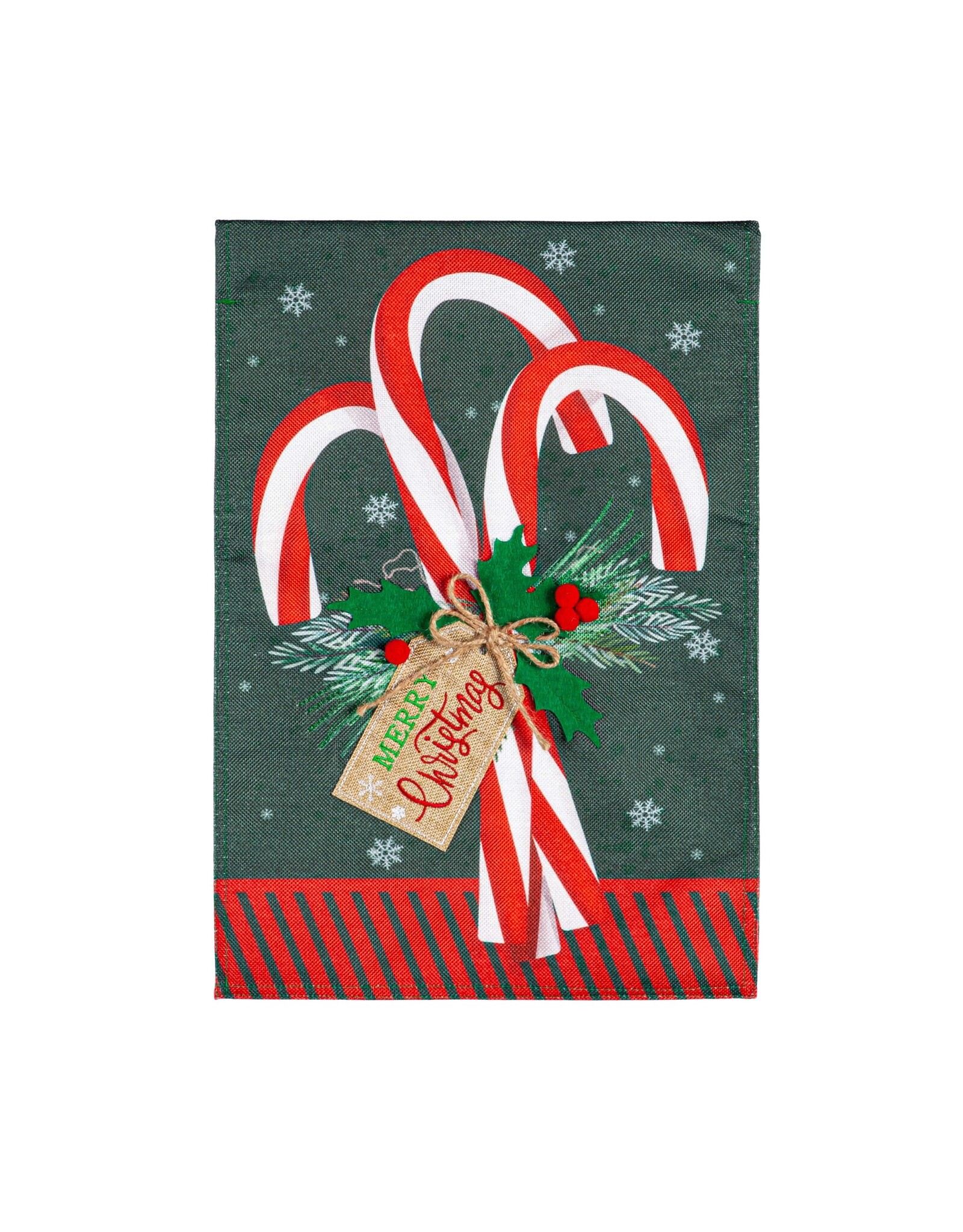 Evergreen Enterprises Candy Cane Burlap Garden Flag