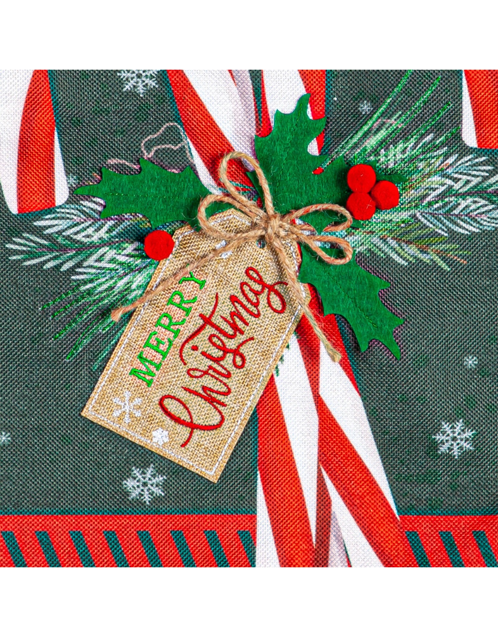 Evergreen Enterprises Candy Cane Burlap Garden Flag