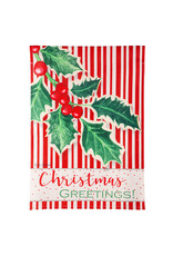 Evergreen Enterprises Christmas Greetings Burlap Garden Flag