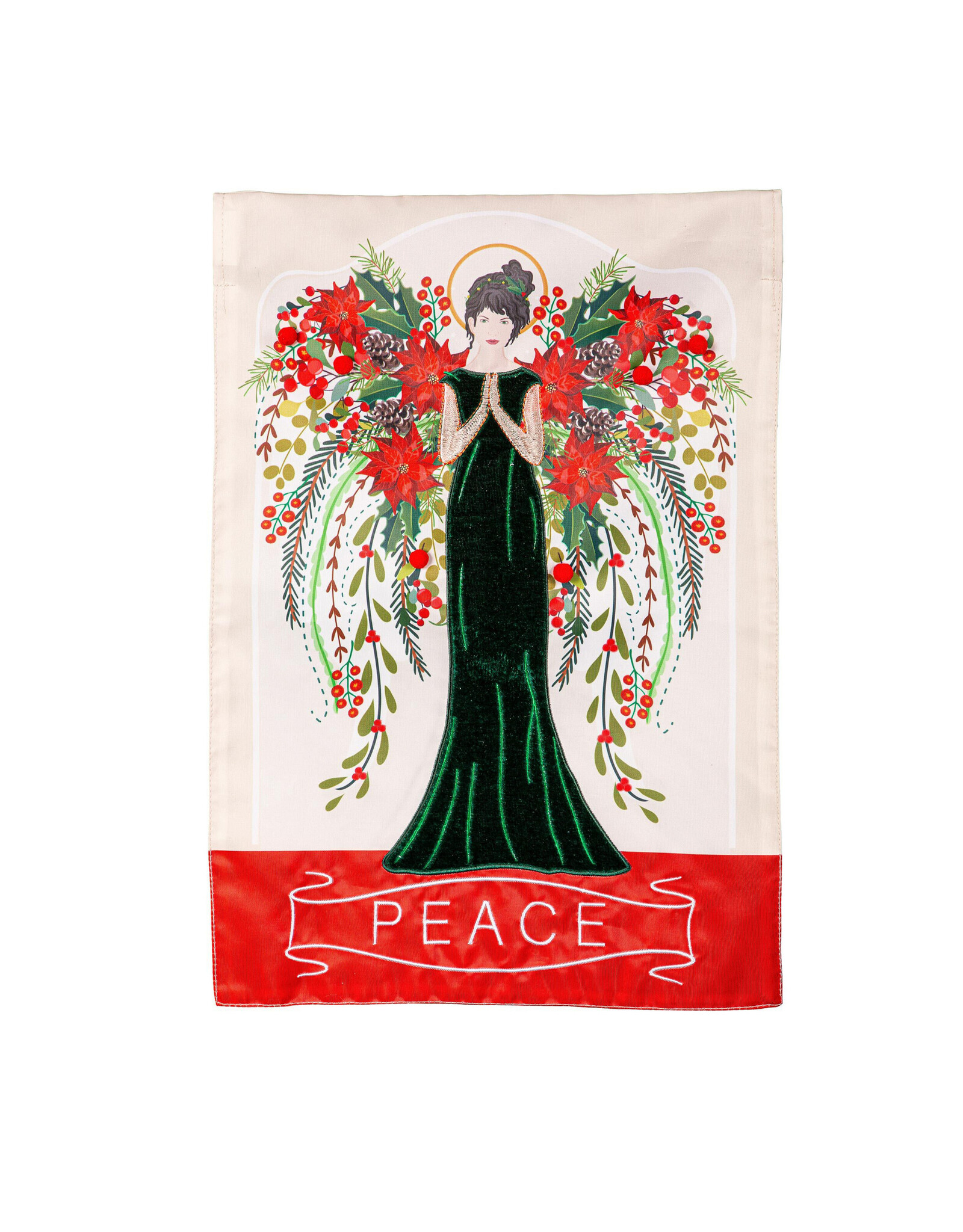 Evergreen Enterprises Floral Angel Applique Garden Flag