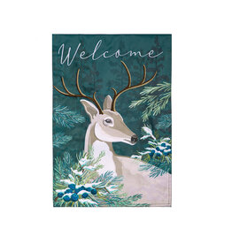 Evergreen Enterprises Woodland Deer Welcome Applique Garden Flag