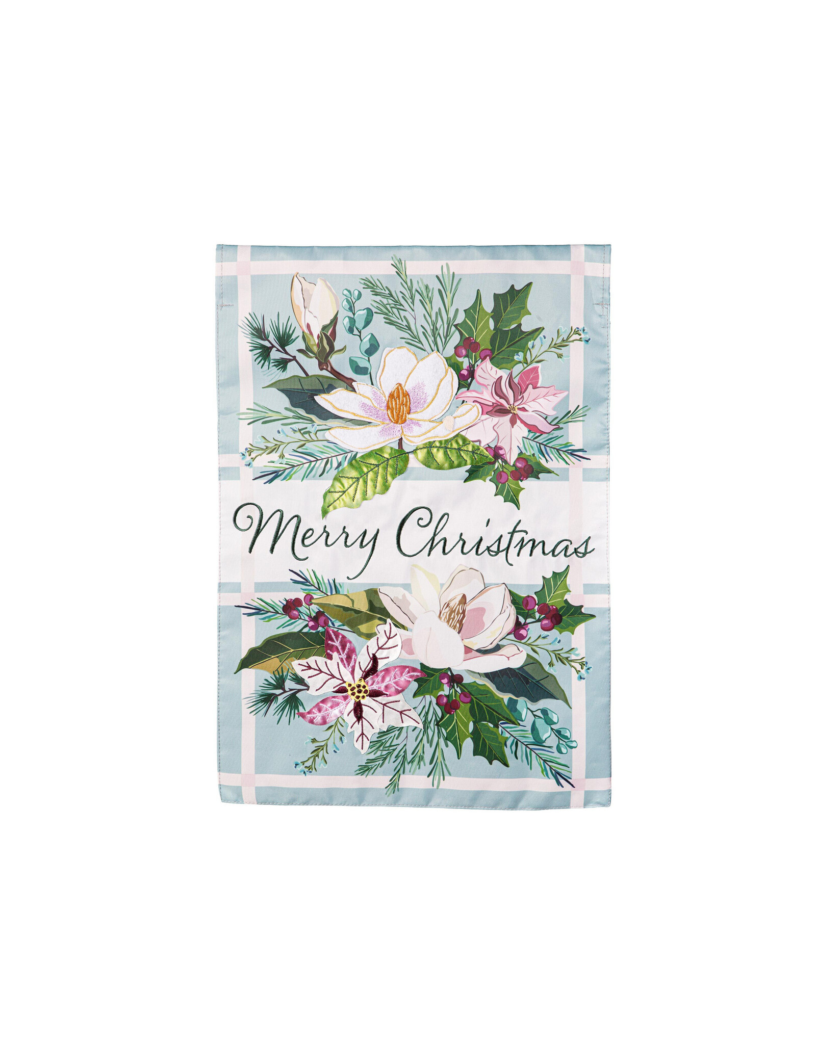 Evergreen Enterprises Merry Christmas Floral Applique Garden Flag