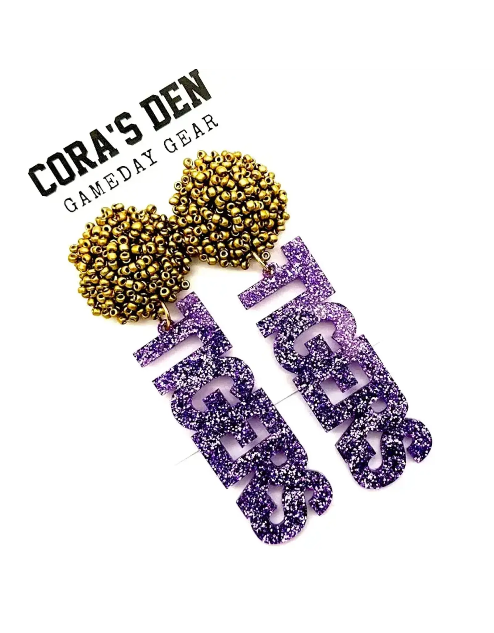 Cora's Den Purple Tigers Earrings