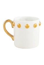Mud Pie Gold Dot Rim Ceramic Mug