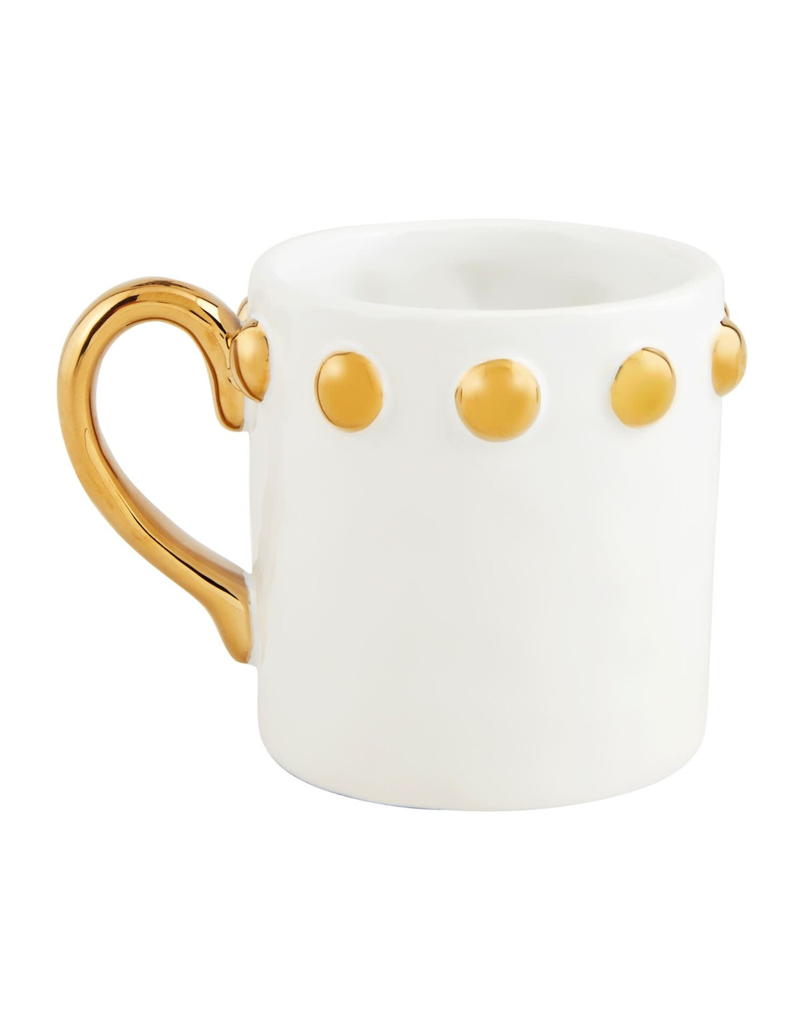 Mud Pie Gold Dot Rim Ceramic Mug