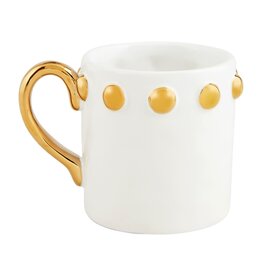 Mud Pie Gold Dot Rim Ceramic Mug