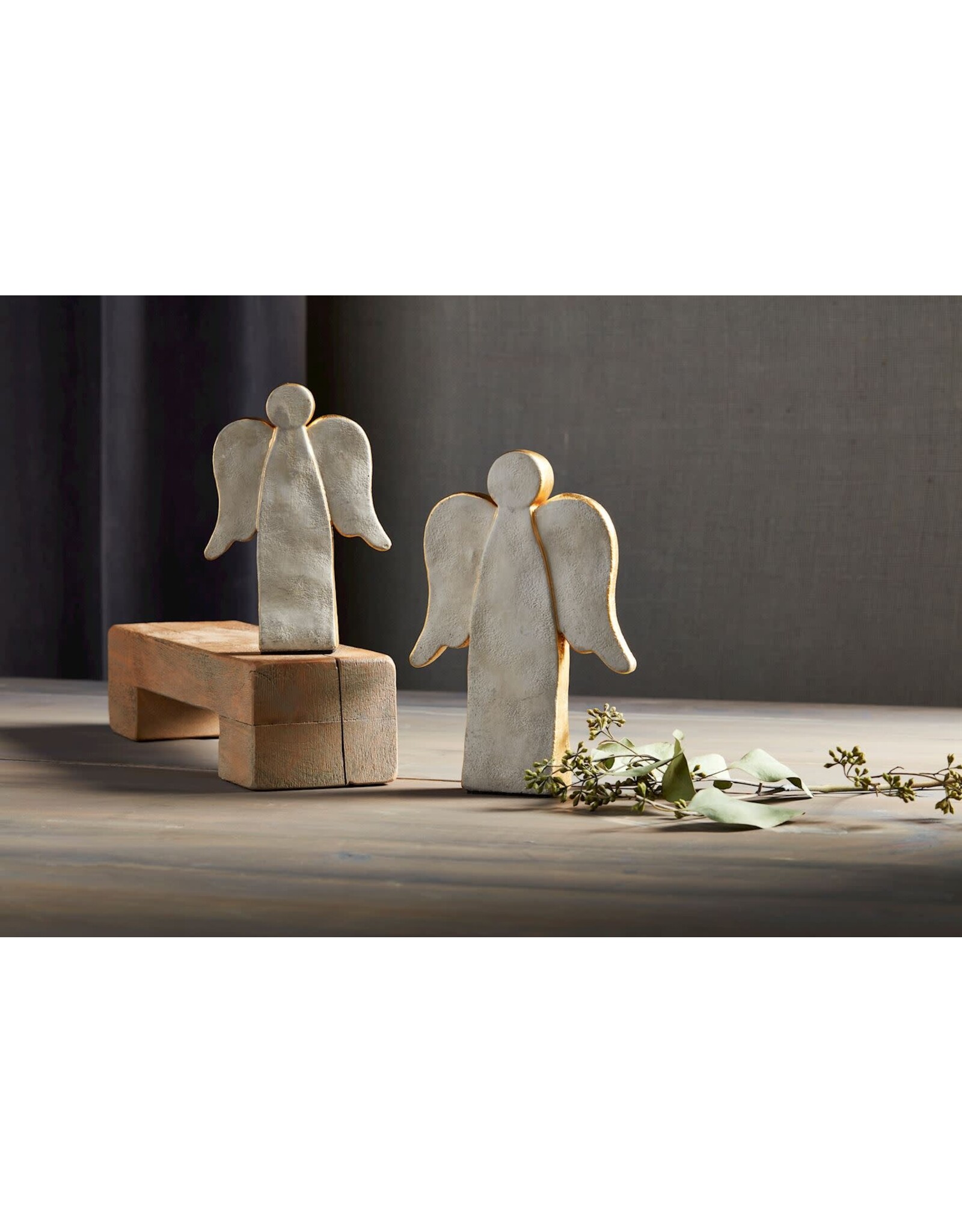 Mud Pie Large Concrete Gold Angel Sitter