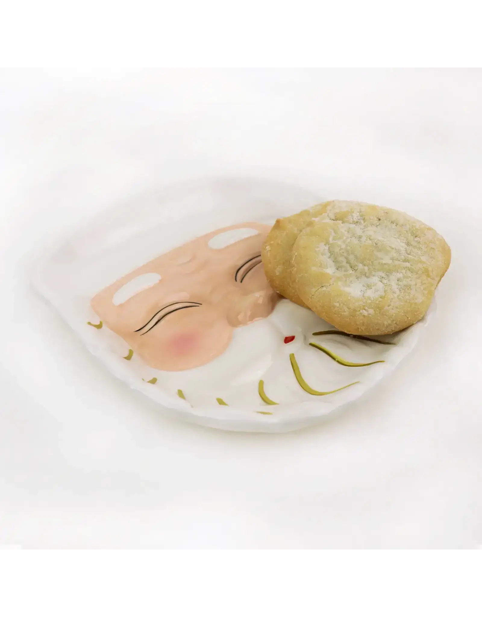 8 Oak Lane/Faire White Santa Dessert Plate