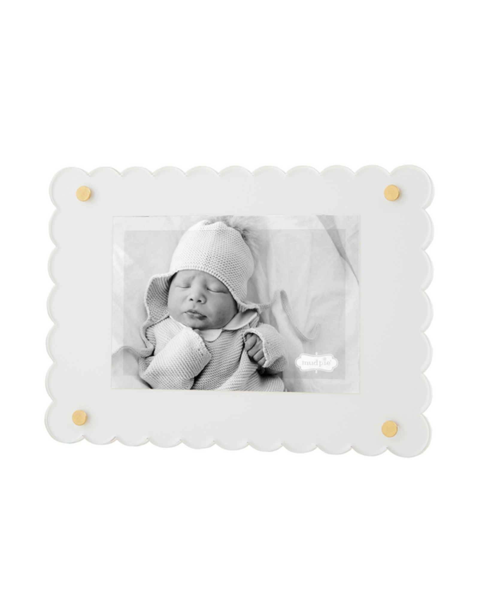 Mud Pie Scalloped White Acrylic Frame