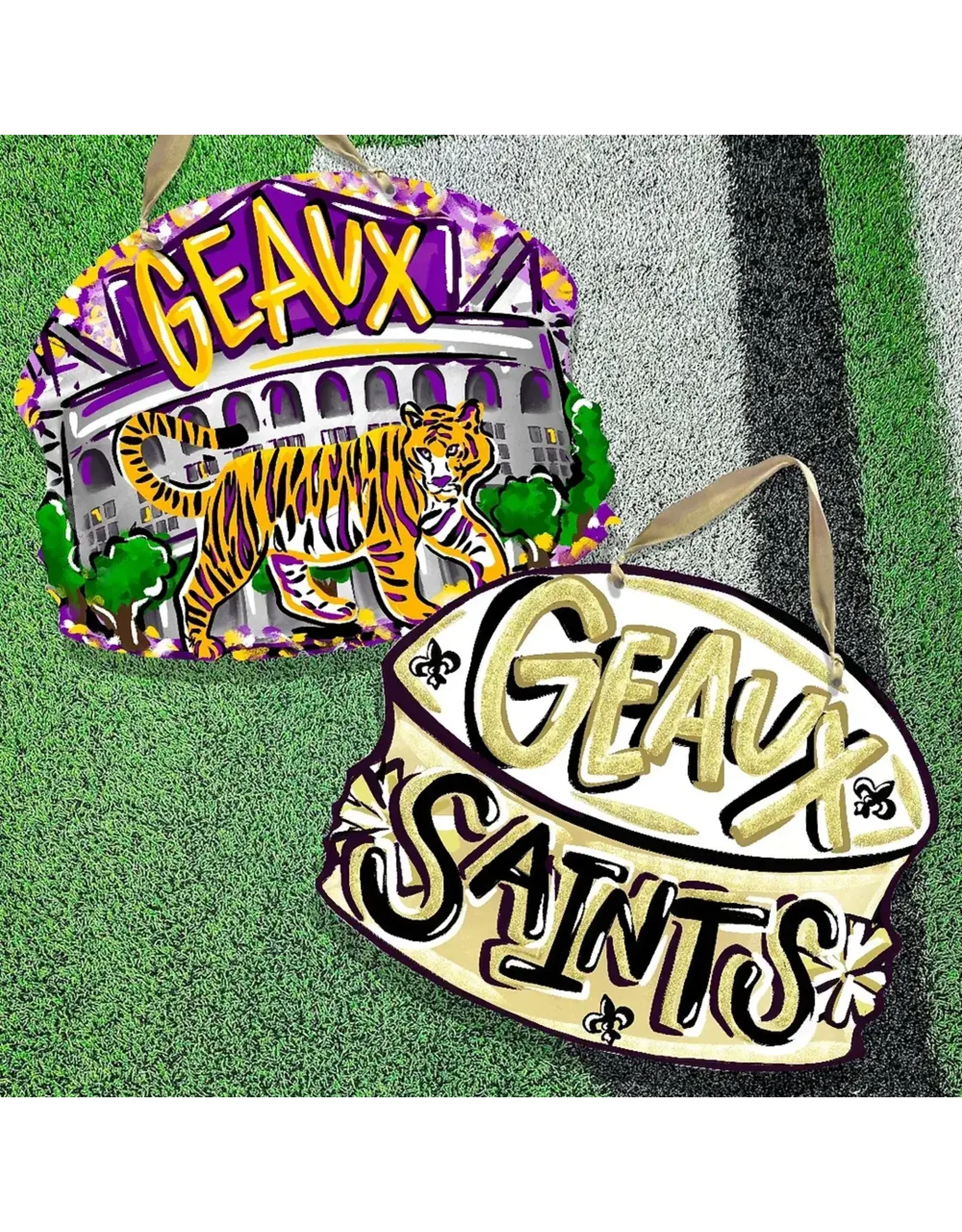 Art By Allie Double Sided LSU / Saints Door Hanger