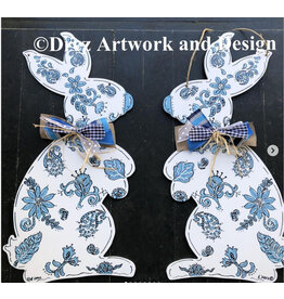 Drez Artwork And Design Blue/White Bunny Door Hanger