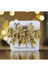 Maggie G/Faire Bow Earrings - Chunky Gold Glitter