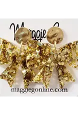 Maggie G/Faire Bow Earrings - Chunky Gold Glitter