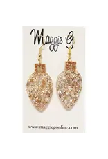 Maggie G/Faire Christmas Light Bulb Earrings - Gold Glitter
