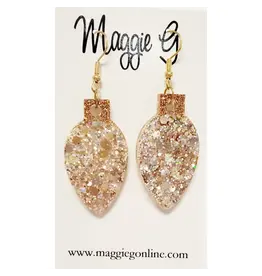 Maggie G/Faire Christmas Light Bulb Earrings - Gold Glitter
