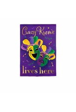 Evergreen Enterprises Mardi Gras Crazy Krewe Lives Here Applique Garden Flag Evergreen Enterprises Mardi Gras Crazy Krewe Lives Here Applique Garden Flag