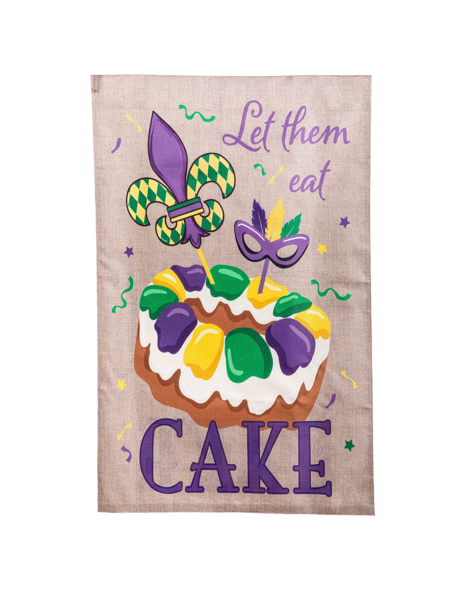 Evergreen Enterprises Mardi Gras Let Them Eat Cake Burlap House Flag