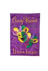 Evergreen Enterprises Mardi Gras Crazy Krewe Lives Here Applique House Flag Evergreen Enterprises Mardi Gras Crazy Krewe Lives Here Applique House Flag