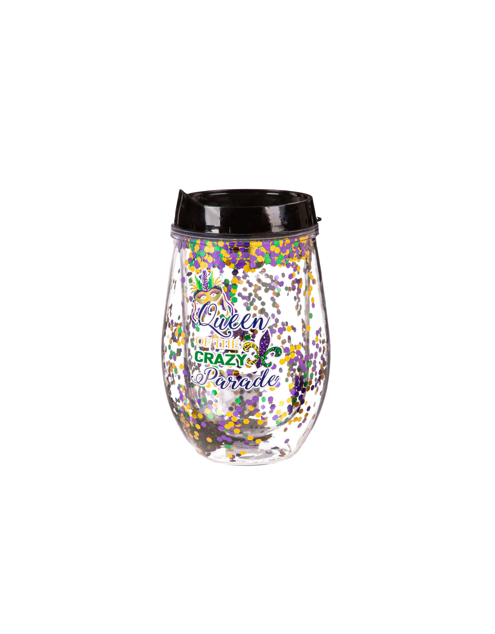 Evergreen Enterprises Mardi Gras Glitter Acrylic Stemless Tumbler