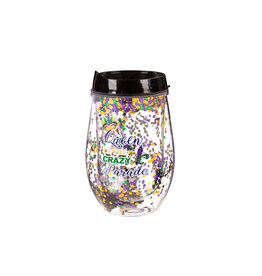 Evergreen Enterprises Mardi Gras Glitter Acrylic Stemless Tumbler