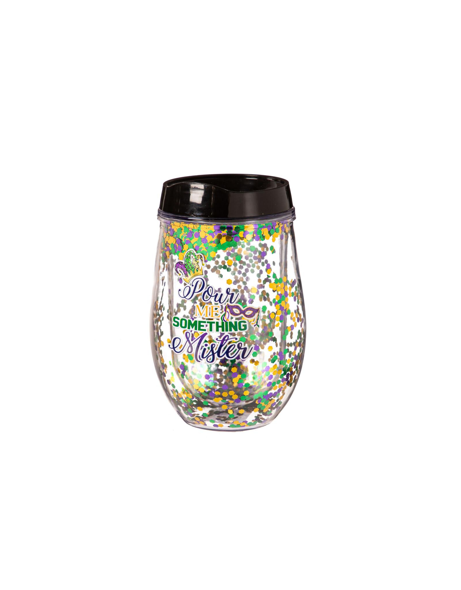 Evergreen Enterprises Mardi Gras Glitter Acrylic Stemless Tumbler