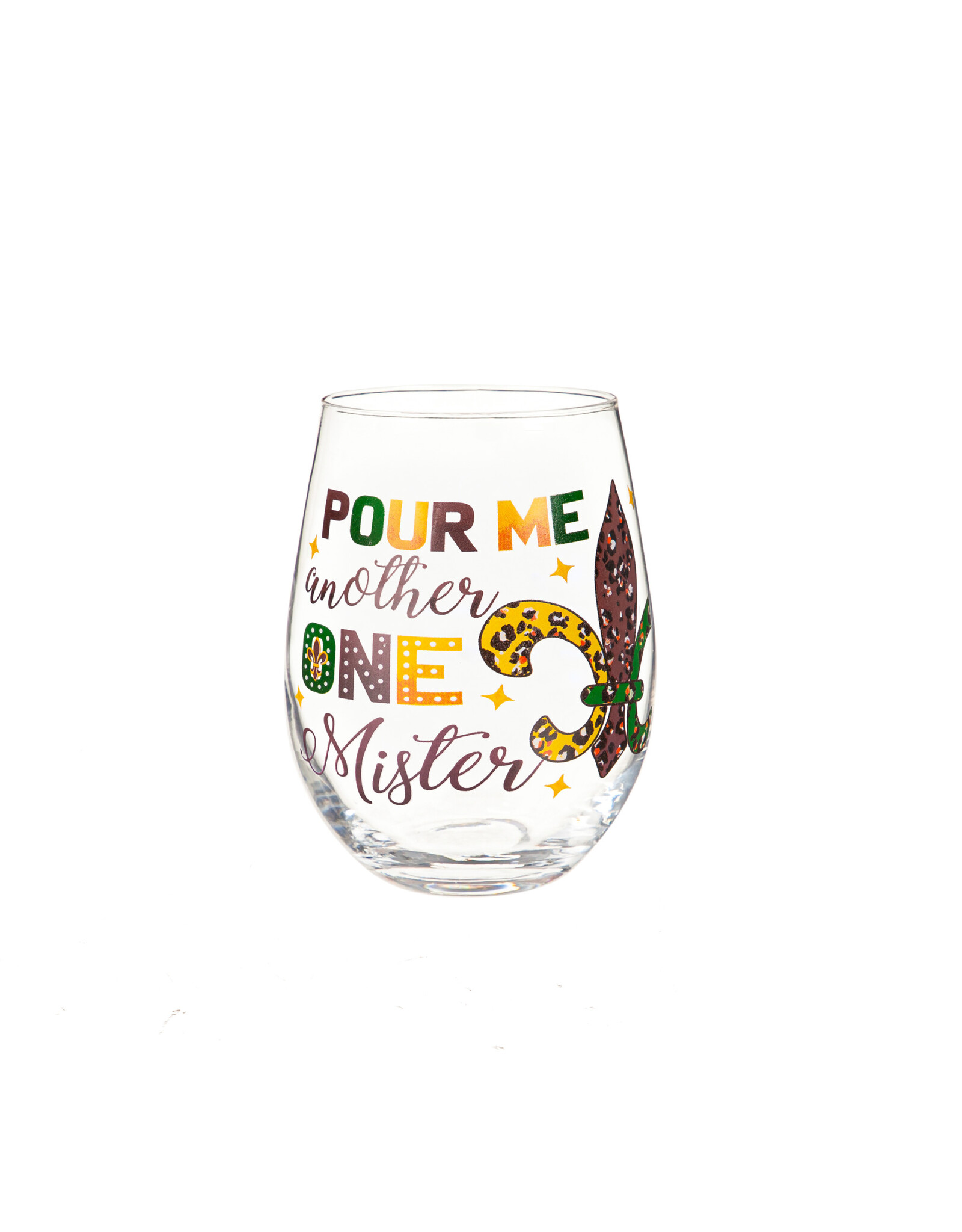 Evergreen Enterprises Mardi Gras Fleur De Lis Stemless Glass