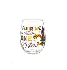 Evergreen Enterprises Mardi Gras Fleur De Lis Stemless Glass