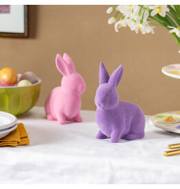 Evergreen Enterprises Flocked Bunny Ceramic Table Decor
