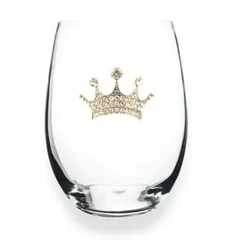 The Queen's Jewels Tiara Jeweled Stemless Wine Glass