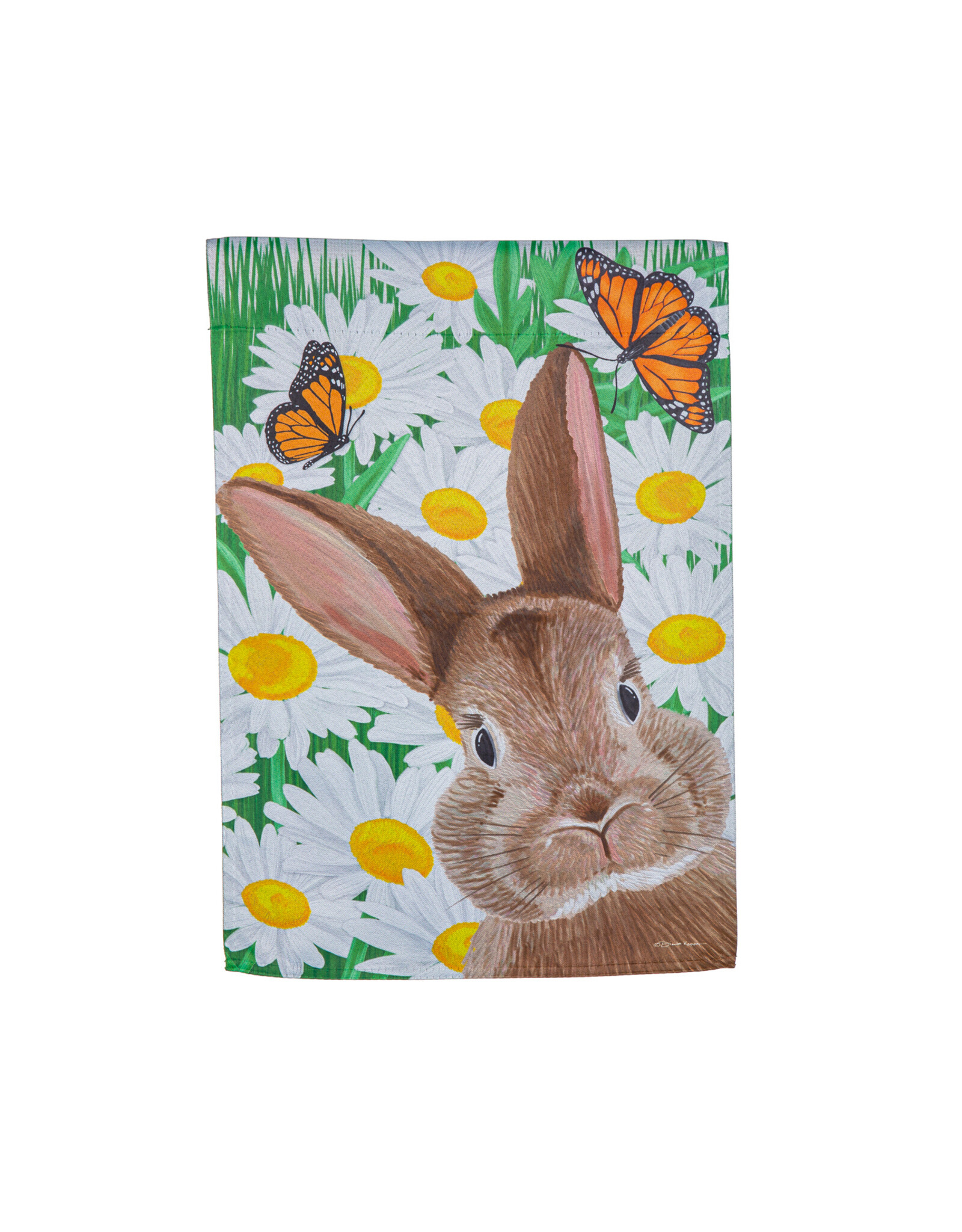 Evergreen Enterprises Hello Bunny Suede Garden Flag