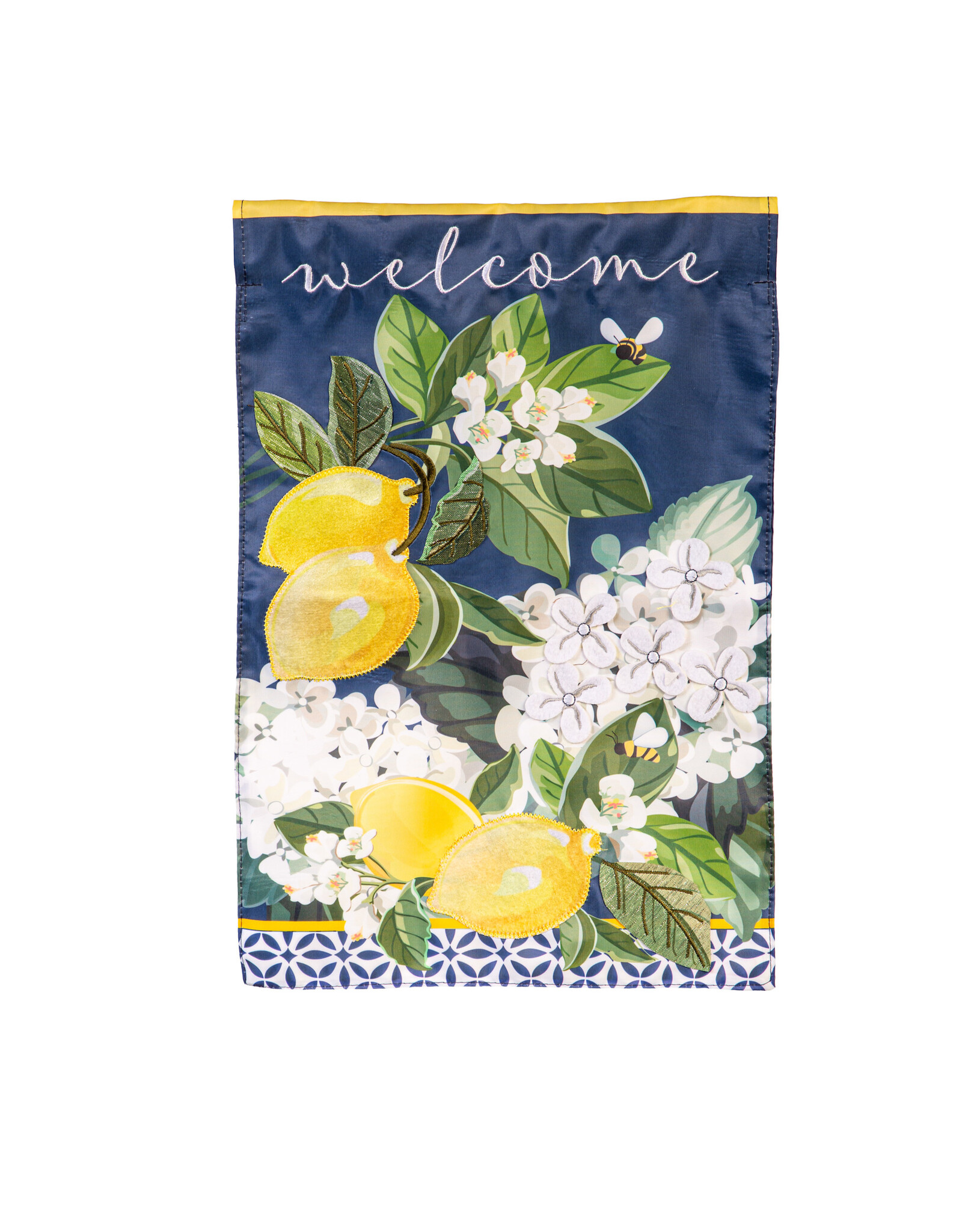 Evergreen Enterprises Hydrangea and Citrus Applique House Flag