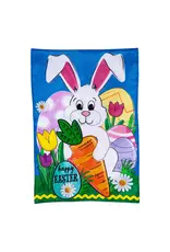 Evergreen Enterprises Happy Easter Bunny and Carrot Applique Garden Flag
