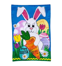 Evergreen Enterprises Happy Easter Bunny and Carrot Applique Garden Flag
