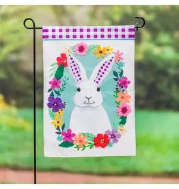 Evergreen Enterprises Gingham Bunny Garden Applique Flag
