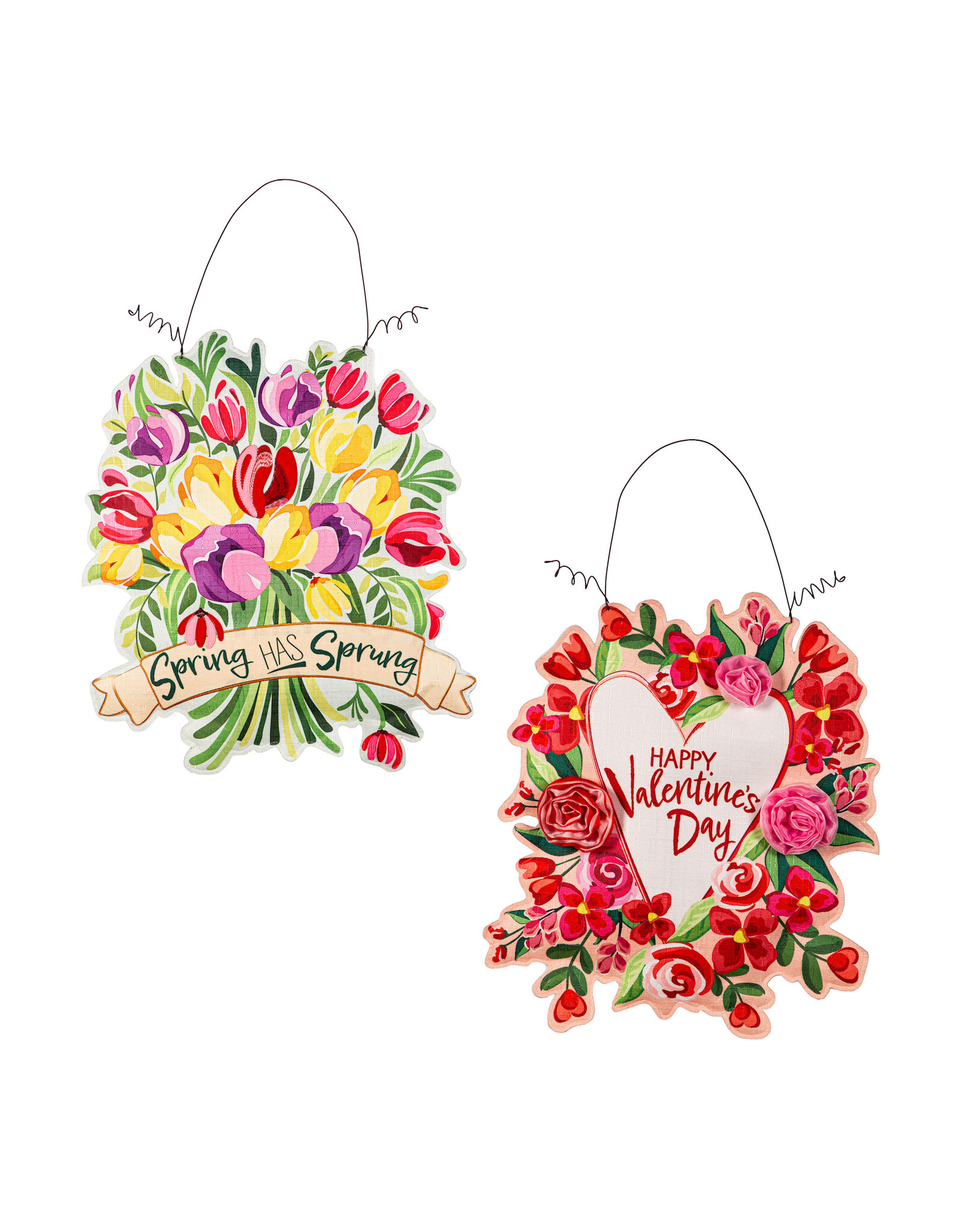 Evergreen Enterprises Happy Valentine's Day Floral Wreath/ Spring has Sprung Double Sided Estate Door Décor