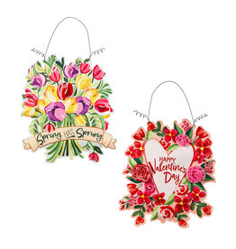 Evergreen Enterprises Happy Valentine's Day Floral Wreath/ Spring has Sprung Double Sided Estate Door Décor