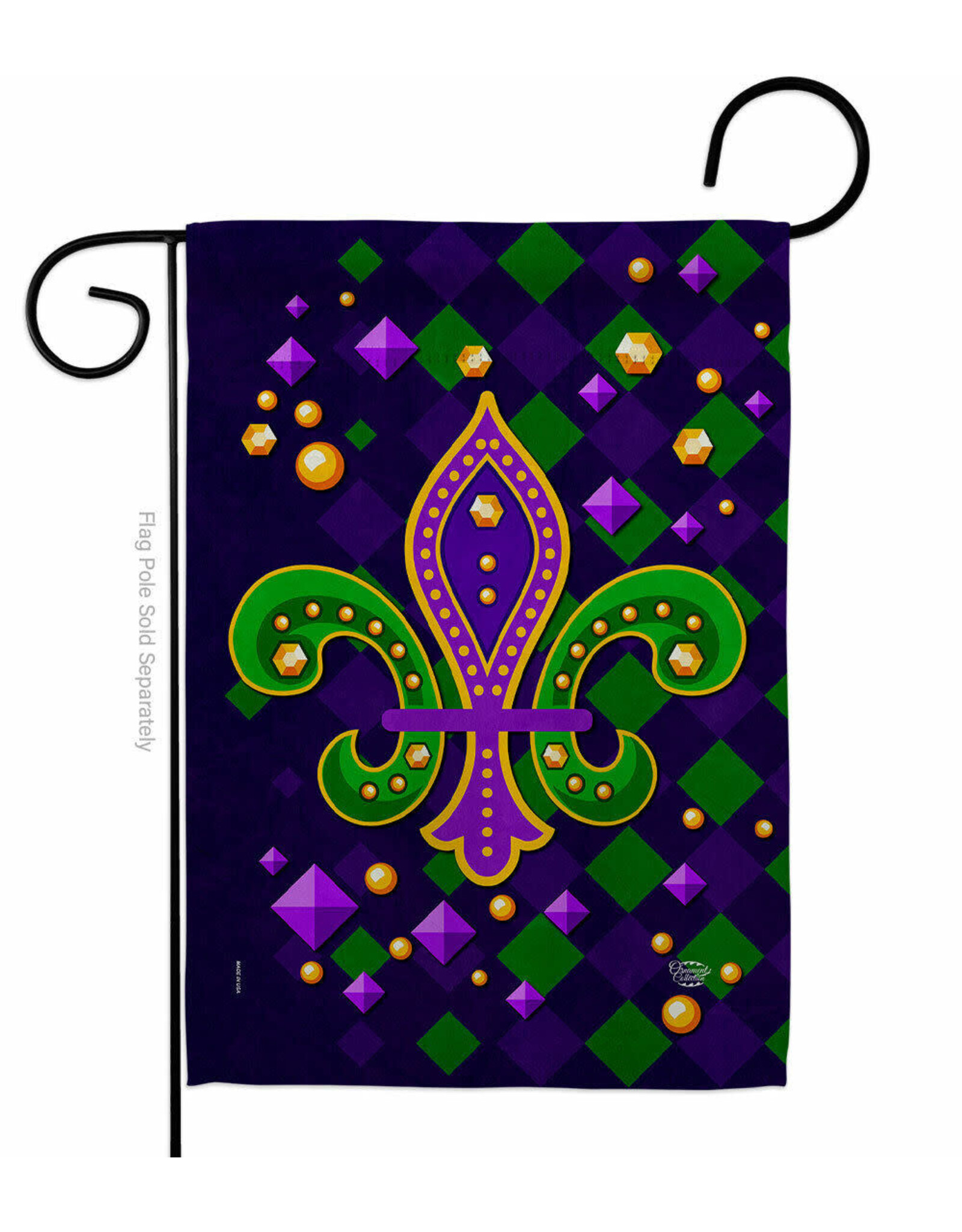 Two Group Flag Co. Flag Diamond Fleur De Lis Mardi Gras New Orleans Garden