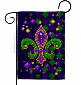 Two Group Flag Co. Flag Diamond Fleur De Lis Mardi Gras New Orleans Garden
