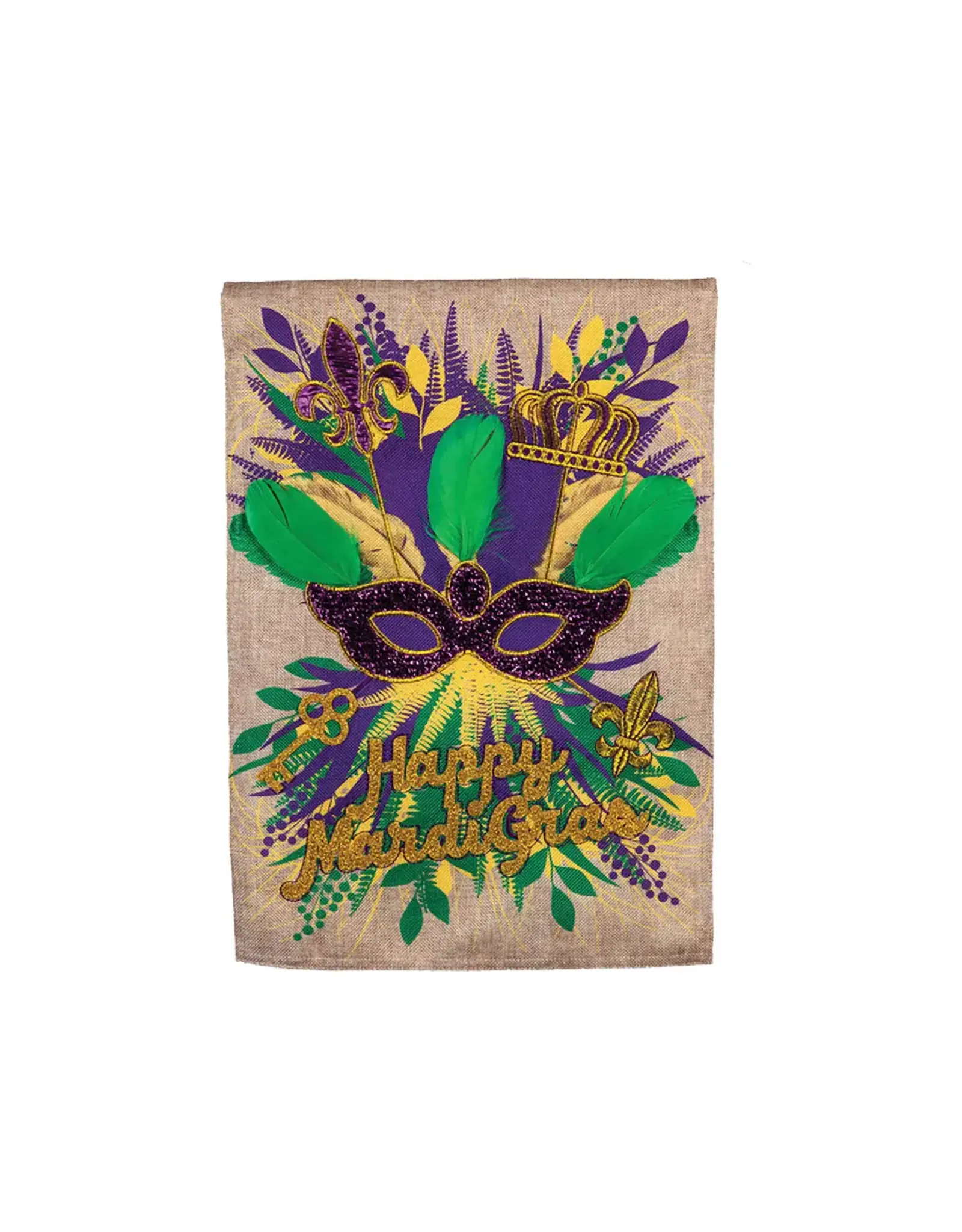 Evergreen Enterprises Mardi Gras Swag Garden Burlap Flag