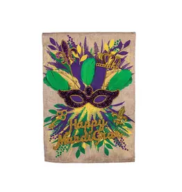 Evergreen Enterprises Mardi Gras Swag Garden Burlap Flag