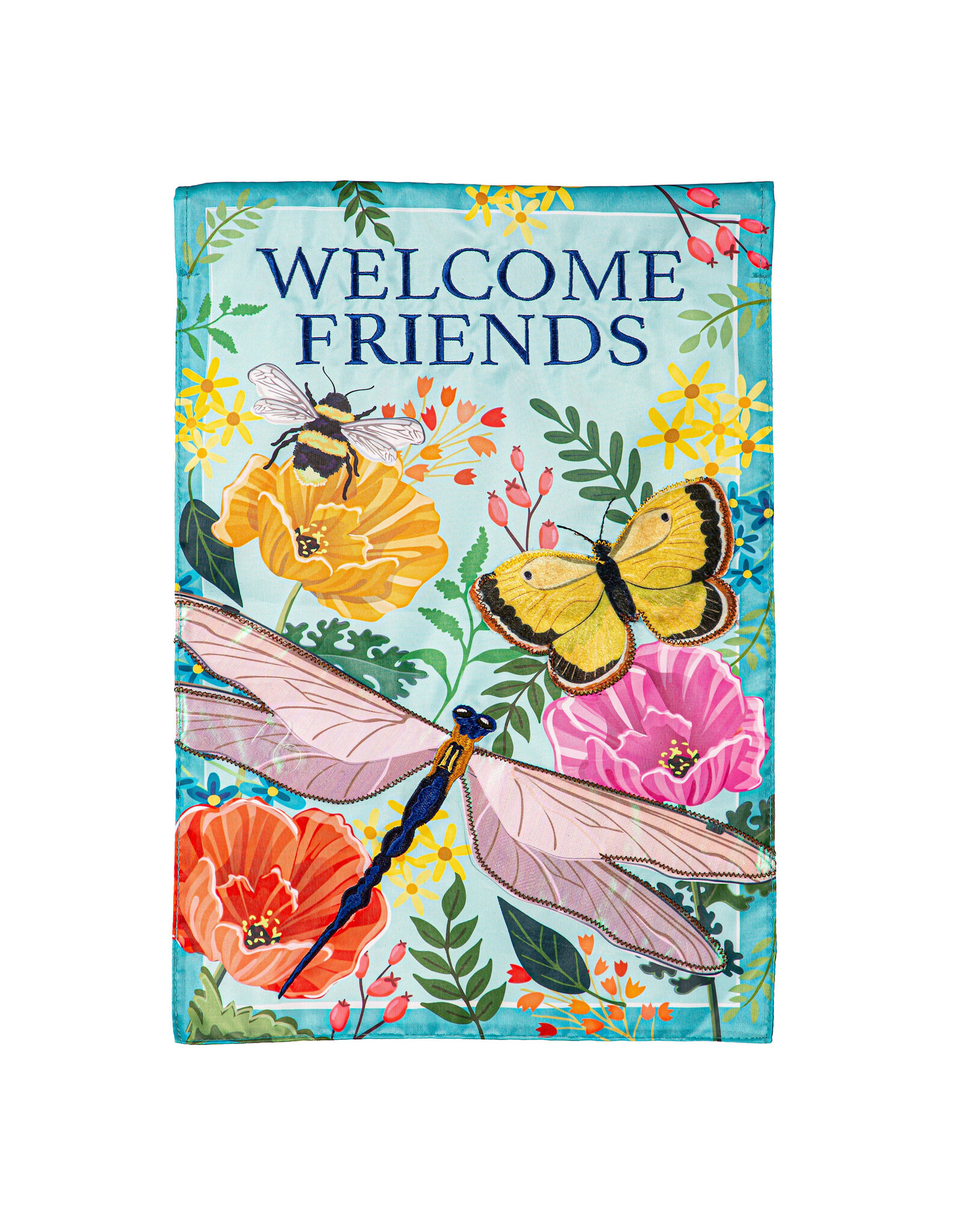 Evergreen Enterprises Greenhouse Garden Welcome Friends Applique Garden Flag