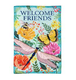 Evergreen Enterprises Greenhouse Garden Welcome Friends Applique Garden Flag
