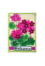 Evergreen Enterprises Pink Geranium Welcome Applique Garden Flag Evergreen Enterprises Pink Geranium Welcome Applique Garden Flag