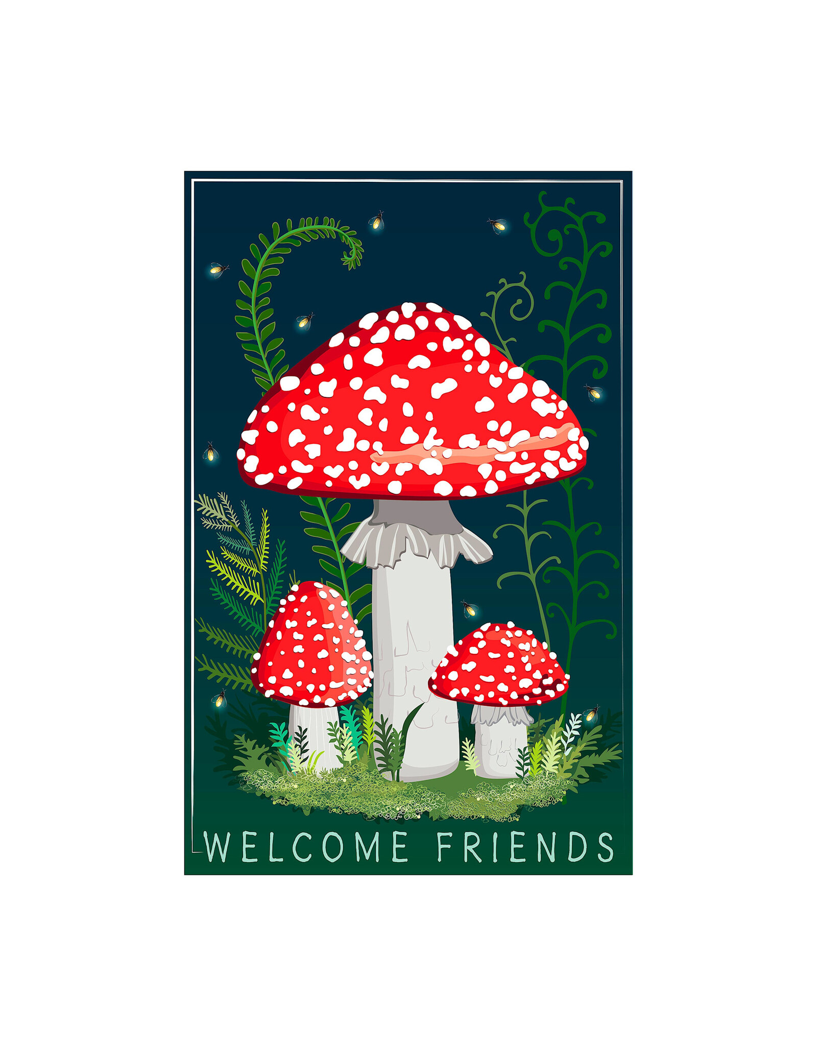 Evergreen Enterprises Welcome Friends Mushroom Applique Garden Flag