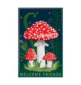 Evergreen Enterprises Welcome Friends Mushroom Applique Garden Flag