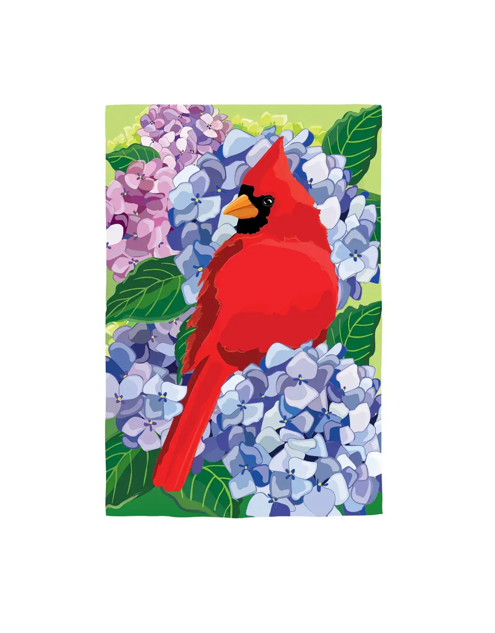 Evergreen Enterprises Red Cardinal and Hydrangeas Applique Garden Flag